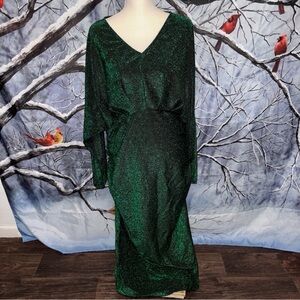 Elegant Green Metallic Women’s Dress